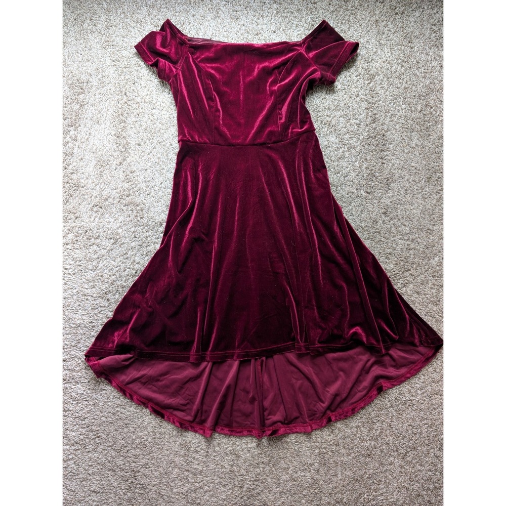 Dressystar High Low Dress Womens S Burgundy Velvet Off Shoulder Fall Wedding